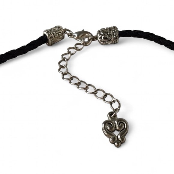 Vintage Red Jasper Necklace – Artisan Silver Accents on Braided Cord - Picture 10 of 13